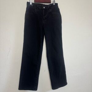 Sidefeel Trendy Black Cropped Wide Leg Denim Jeans